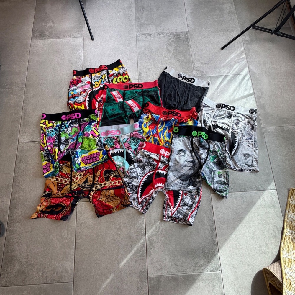 Lot of 10 PSD Men's Graphic Boxer Briefs Underwear Size Medium Multi Color